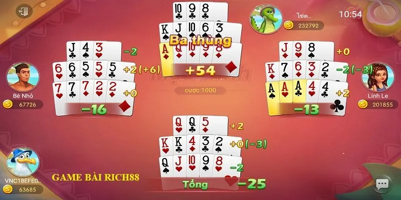 Trải nghiệm siêu phẩm game bài Rich88 Phỏm tả lá 